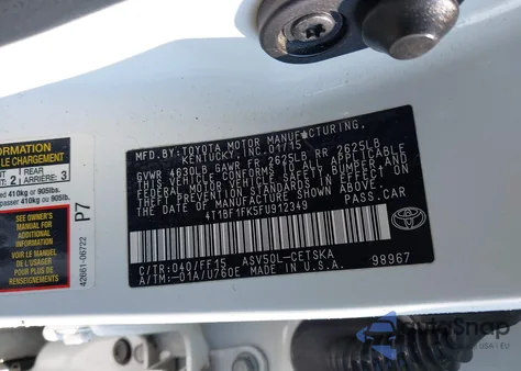 2015 Toyota Camry Se from USA, damaged, VIN 4T1BF1FK5FU912349